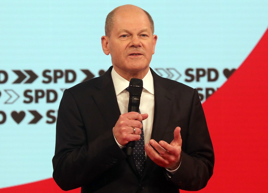 09.05.2021, Berlin: Olaf Scholz, Bundesfinanzminister und Kanzlerkandidat der SPD, spricht auf dem Online-Bundesparteitag der SPD. Der Parteitag findet mit Beschluss des Wahlprogramms f