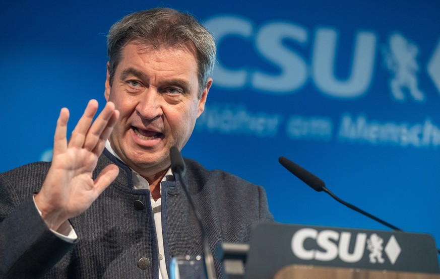 19.06.2023, Bayern, München: Markus Söder, CSU-Vorsitzender und Ministerpräsident von Bayern, nimmt nach einer Sitzung des CSU-Vorstand in der Parteizentrale an der abschließenden Pressekonferenz teil ...