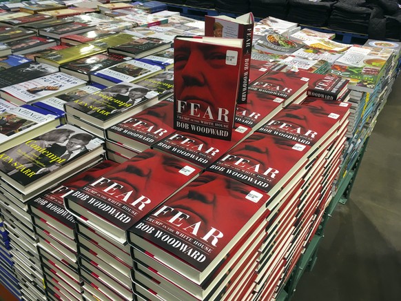 Copies of Bob Woodward's &quot;Fear&quot; are seen for sale at Costco, Wednesday, Sept. 11, 2018 in Arlington, Va. It's not clear whether President Donald Trump has much to fear from &quot;Fear&quot;  ...