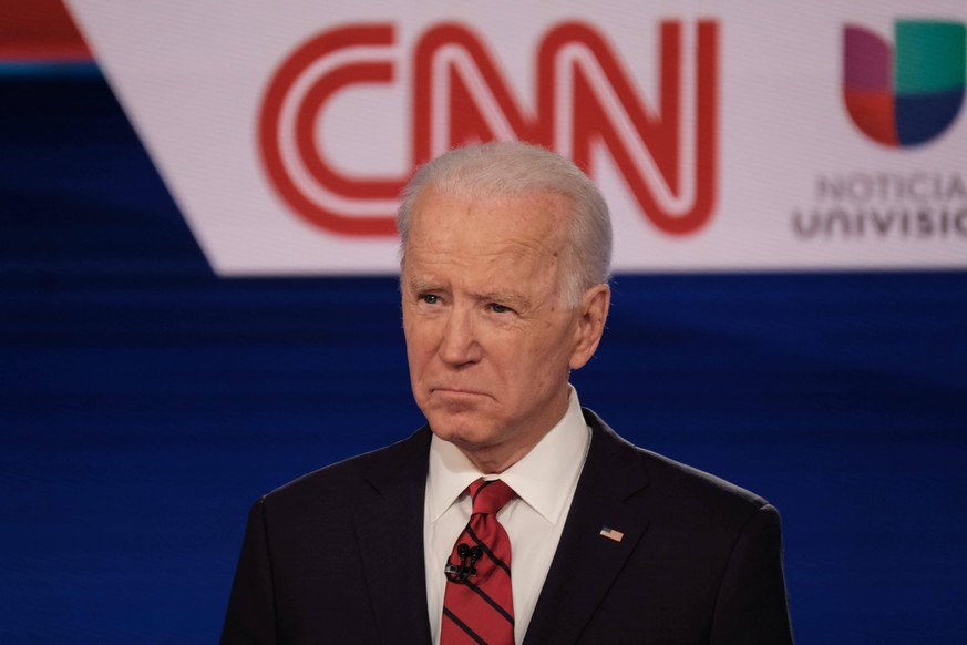 March 15, 2020, Washington, District of Columbia, USA: Former Vice President JOE BIDEN and Vermont Sen. BERNIE SANDERS participate in the Democratic Presidential Debate. Because of concerns about the  ...