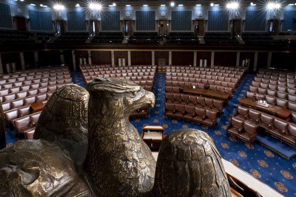 FILE - The chamber of the House of Representatives is seen at the Capitol in Washington, Monday, Feb. 28, 2022. Democrats have held both chambers of Congress and the presidency for two years. But they ...