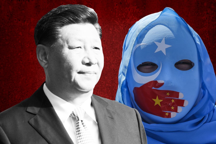 Xi Jinping (l.) und ein Mitglied der Uiguren. 