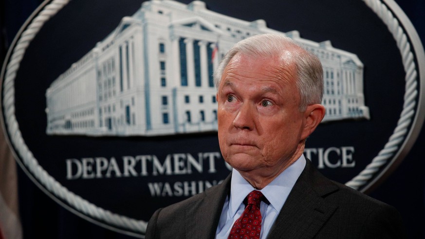 (170721) -- WASHINGTON, July 21, 2017 -- U.S. Attorney General Jeff Sessions attends a press conference of the Department of Justice in Washington July 20, 2017. Jeff Sessions said on Thursday that he ...