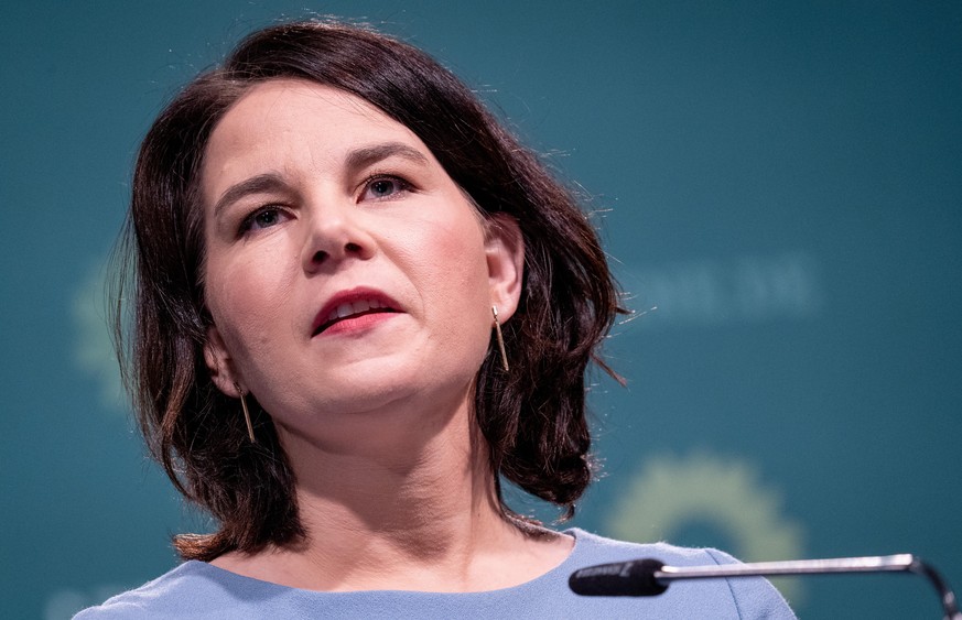 Annalena Baerbock, Bundesvorsitzende von Bündnis 90/Die Grünen und Kanzlerkandidatin, gibt nach den Beratungen des Bundesvorstandes eine Pressekonferenz.