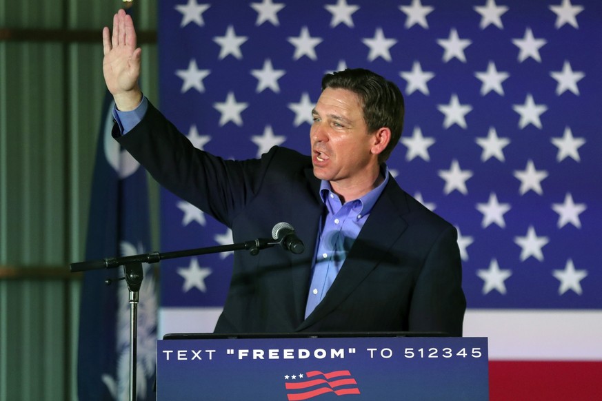 Republican presidential candidate Florida Gov. Ron DeSantis waves to supporters after his speech during a campaign event, Friday, June 2, 2023, in Lexington, S.C. (AP Photo/Artie Walker Jr.)