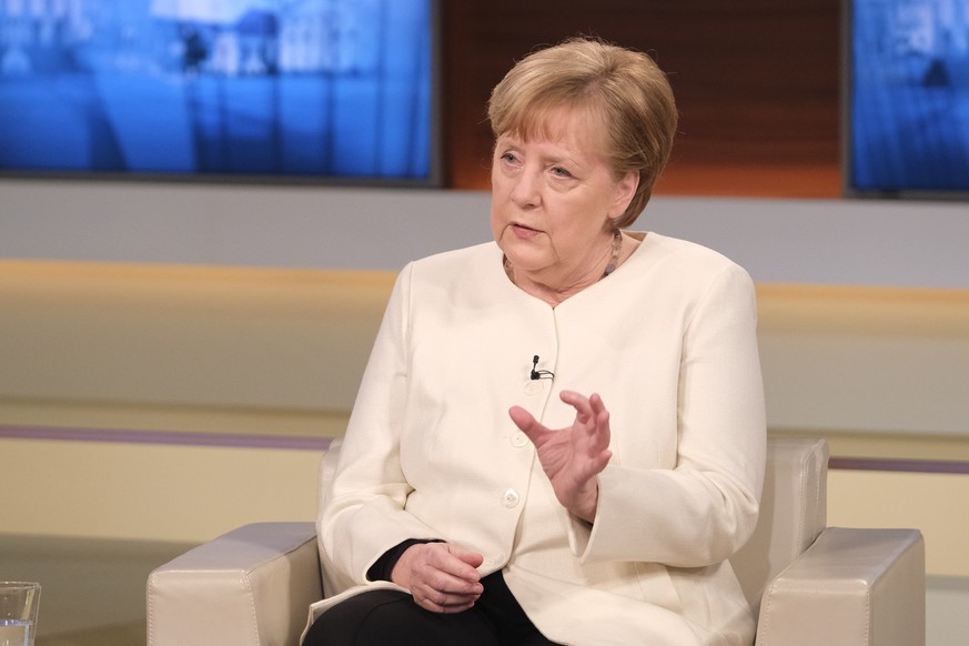 28.03.2021, Berlin: Bundeskanzlerin Angela Merkel (CDU) ist zu Gast in der ARD-Talksendung &quot;Anne Will&quot;. Foto: Wolfgang Borrs/NDR/dpa - ACHTUNG: Nur zur redaktionellen Verwendung im Zusammenh ...