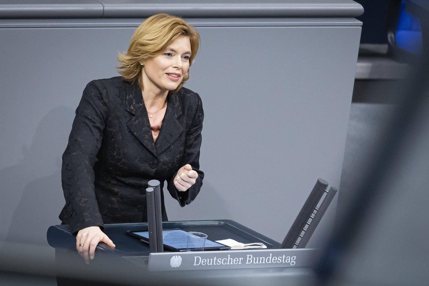 Julia Kloeckner, Bundesministerin fuer Ernaehrung und Landwirtschaft, spricht im Bundestag zur Aenderung des Agrarmarktstrukturgesetzes. Berlin, 27.01.2021. Berlin Germany *** Julia Kloeckner, Federal ...