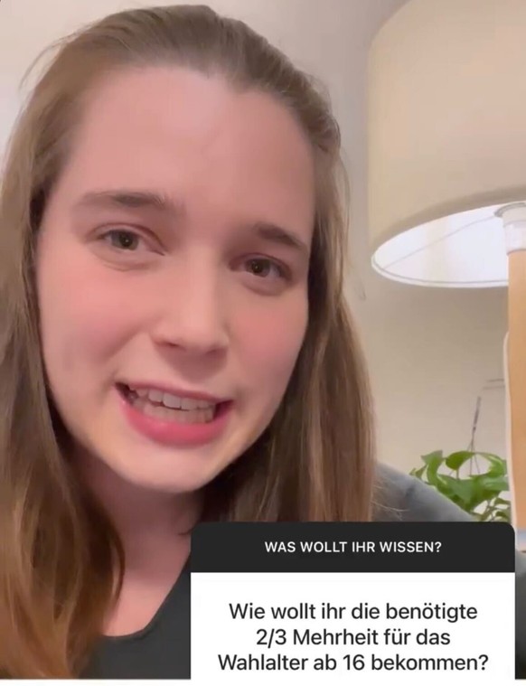 Screenshot Emilia Fester zum Wahlalter 16 auf Instagram