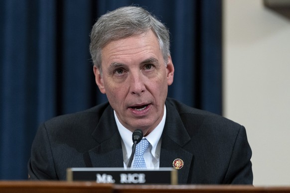 FILE - Rep. Tom Rice, R-S.C., questions IRS commissioner Charles Rettig during a hearing of the Oversight Subcommittee about the 2022 tax filing season, on Capitol Hill in Washington, March 17, 2022. ...