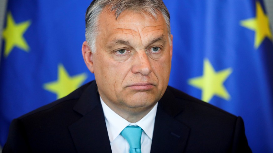FILE PHOTO: Hungarian Prime Minister Viktor Orban on a visit to Germany&#039;s Bundestag (lower house of parliament) in Berlin, July 4, 2018. REUTERS/Hannibal Hanschke/File Photo