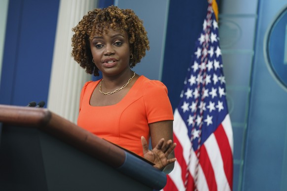 White House press secretary Karine Jean-Pierre speaks during a press briefing at the White House, Wednesday, May 24, 2023, in Washington. (AP Photo/Evan Vucci)