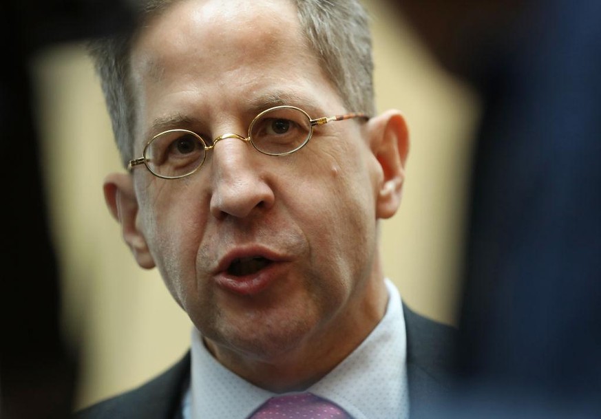 POTSDAM, GERMANY - MAY 04: Hans-Georg Maassen, President of the Federal Office for the Protection of the Constitution (Bundesamt fuer Verfassungsschutz), speaks to journalists at a conference on natio ...