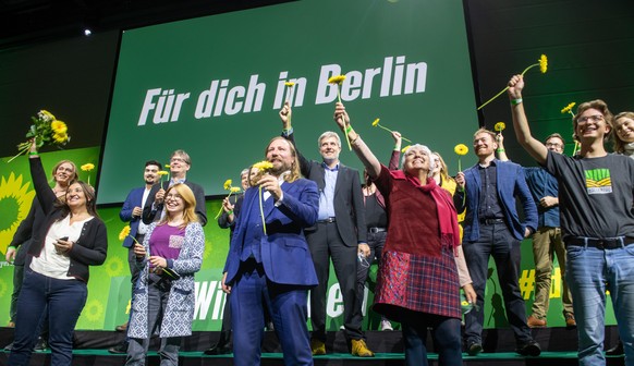 Die bayerischen Bundestagsabgeordneten der Grünen bei der Landesdelegiertenkonferenz der bayerischen Grünen.