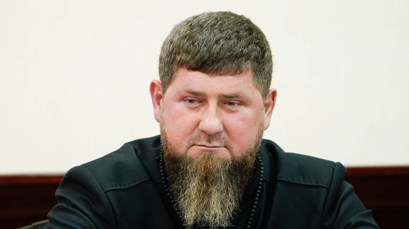 Russland, Ramsan Kadyrow bei Sitzung des Rates für interethnische Beziehungen in Pjatigorsk RUSSIA, PYATIGORSK - MAY 19, 2023: Chechnya s Head Ramzan Kadyrov at a meeting of Russia s Council for Inter ...