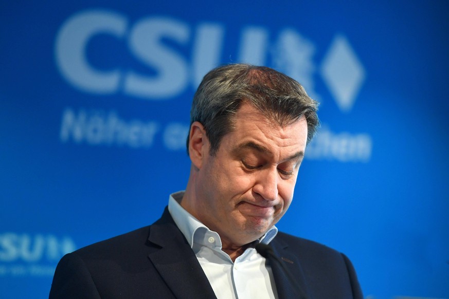 Markus SOEDER Ministerpraesident Bayern und CSU Vorsitzender,Enttaeuschung, Frust,enttaeuscht,frustriert,niedergeschlagen, Einzelbild,angeschnittenes Einzelmotiv, Portraet,Portrait,Porträt. Pressestat ...