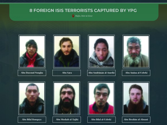 Erst im Januar erklärte die Kurdenmiliz YPG, sie habe acht ausländische IS-Terroristen gefangen genommne, darunter auch der Deutsche Lukas G. mit dem Kampfnamen Abu Ibrahim al-Almani.