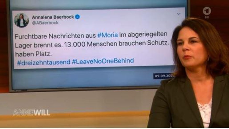 Bei "Anne Will" sollte sich Baerbock zu einem Tweet äußern.