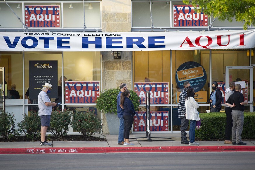Ein Wahllokal in Austin, Texas. Die Wahlbetiligung ist eine Woche vor dem Wahltag am 3. November historisch hoch.