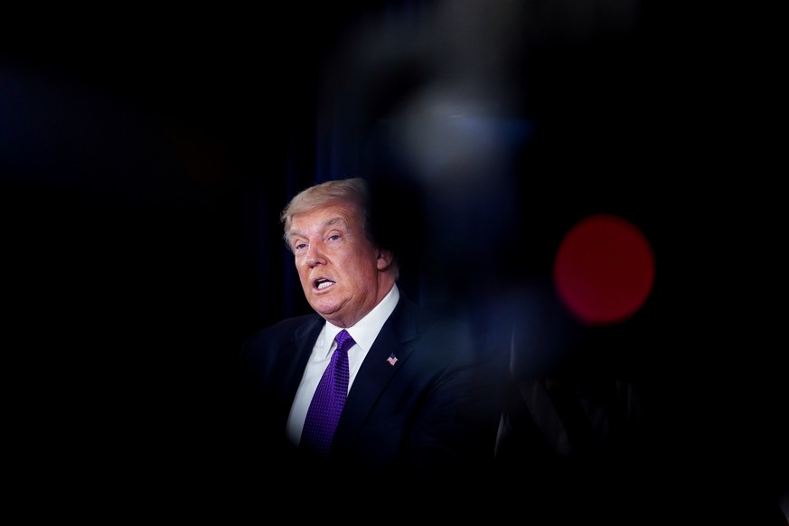 U.S. President Donald Trump speaks during a news conference at Trump National Golf Club in Bedminster, New Jersey, U.S., August 15, 2020. REUTERS/Sarah Silbiger