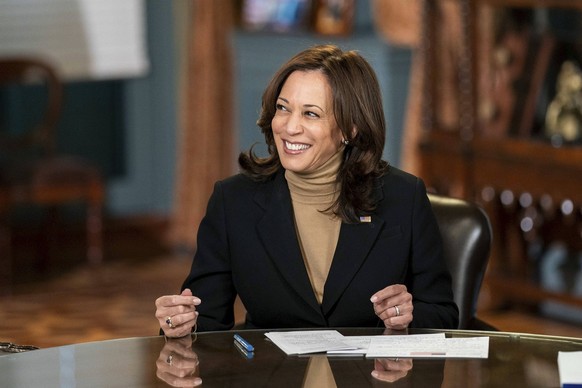 STYLELOCATIONU.S Vice President Kamala Harris, during an interview with the Today Show on NBC television in the ceremonial office of the Eisenhower Executive Office Building at the White House Februar ...