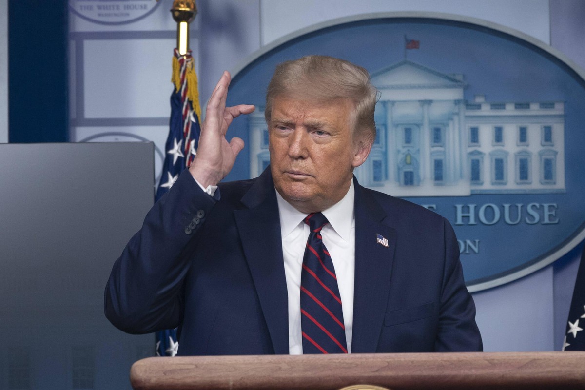 August 4, 2020, Washington, District of Columbia, USA: United States President Donald J. Trump conducts a news briefing in the Brady Press Briefing Room of the White House in Washington, DC on Tuesday ...