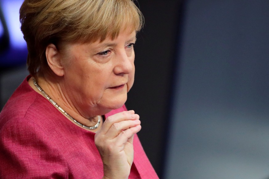 German Chancellor Angela Merkel attends a session of the German lower house of parliament Bundestag, in Berlin, Germany, September 30, 2020. REUTERS/Hannibal Hanschke