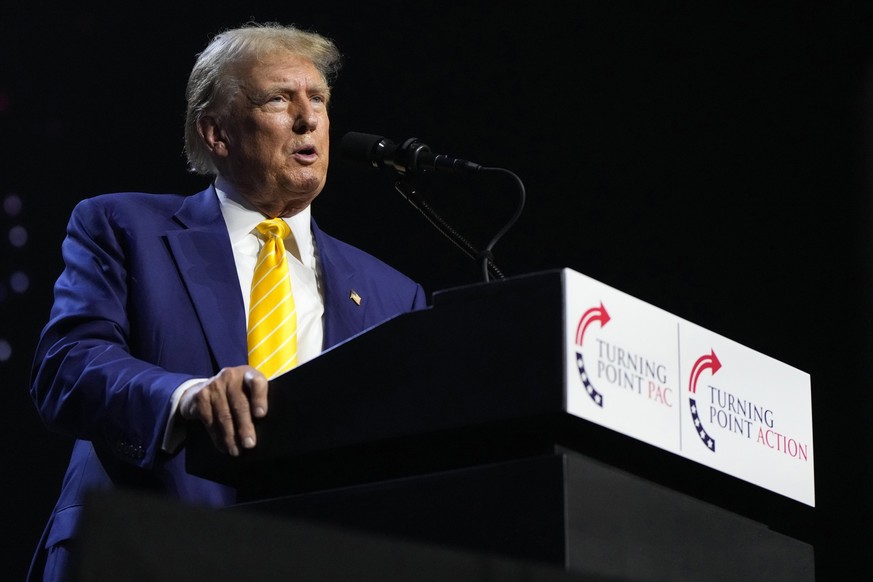 FILE - Republican presidential candidate former President Donald Trump speaks at a campaign rally, June 6, 2024, in Phoenix. Trump on Monday, June 10, will address a Christian group that calls for abo ...