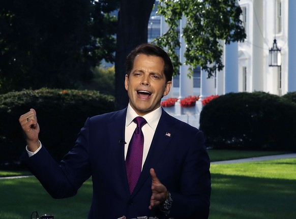 WASHINGTON, DC - JULY 26: White House Communications Director Anthony Scaramucci speaks on a morning television show, from the north lawn of the White House on July 26, 2017 in Washington, DC. (Photo  ...