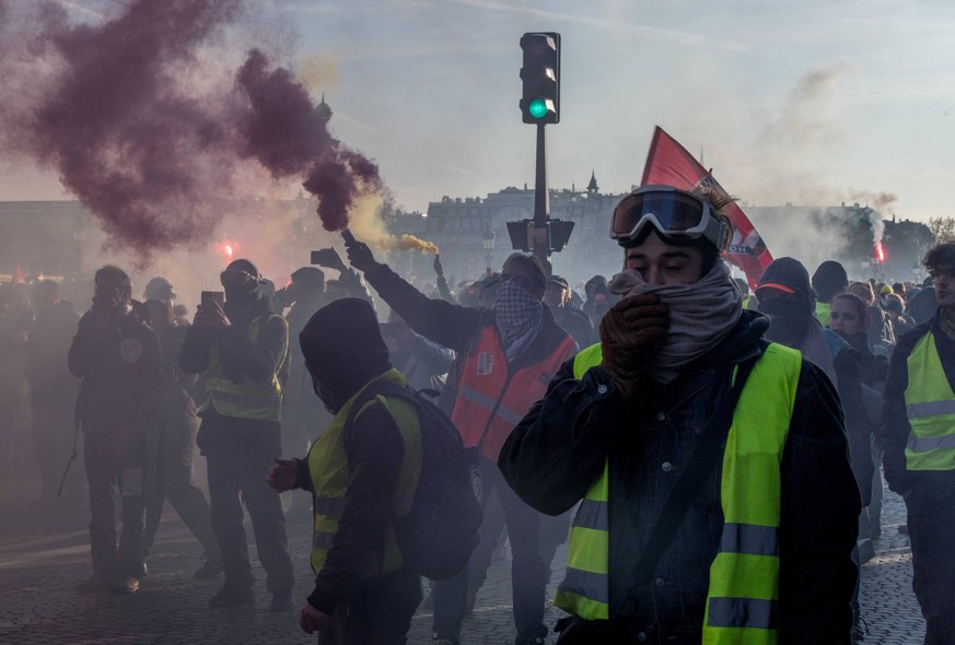 February 6, 2019 - Paris, France - Following the call for a general strike launched by the CGT 14,000 people (among which many yellow vests - gilets jaunes ) marched in Paris Tuesday, February 5, 2019 ...