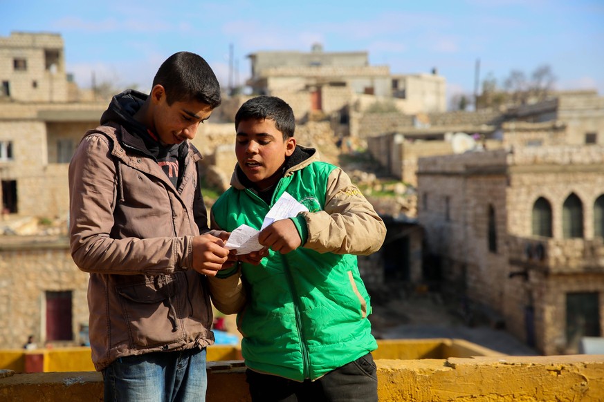 January 19, 2021: Kafr Dariyan, Idlib. 19 January 2020. Teaching and exams take place at a school in the northern Syrian village of Kafr Dariyan, close to the border with Turkey. Schools have remained ...