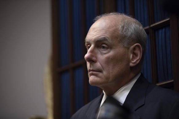 White House Chief of Staff, John Kelly, listens as United States President Donald J. Trump speaks with Republican members of congress in the Roosevelt Room of the White House on September 5, 2018 in W ...