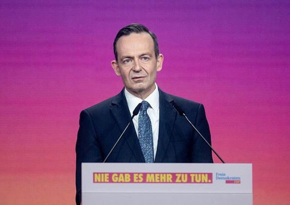 BERLIN, GERMANY - MAY 15: Volker Wissing, Secretary General of the Free Democratic Party (FDP) speaks during an extraordinary digital Free Democratic Party (FDP) convention on May 15, 2021.in Berlin,  ...