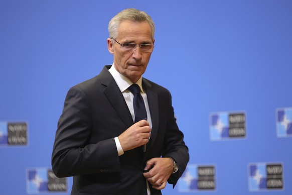 NATO Secretary-General Jens Stoltenberg leaves after a press conference at the NATO headquarters, Wednesday, Nov. 16, 2022 in Brussels. NATO Secretary-General Jens Stoltenberg said a missile blast in ...