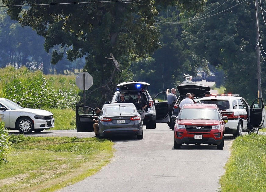 The area near Center and Smith roads was closed for hours during a standoff Thursday, Aug. 11, 2022, in Clinton County, Ohio, after an armed man tried to breach the FBI&#039;s Cincinnati office and fl ...