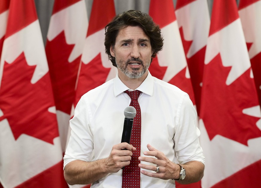 May 31, 2021, Ottawa, on, Canada: Prime Minister Justin Trudeau takes part in an event in Ottawa on Monday, May 31, 2021. Trudeau was commenting on the discovery of the remains of 215 children found o ...
