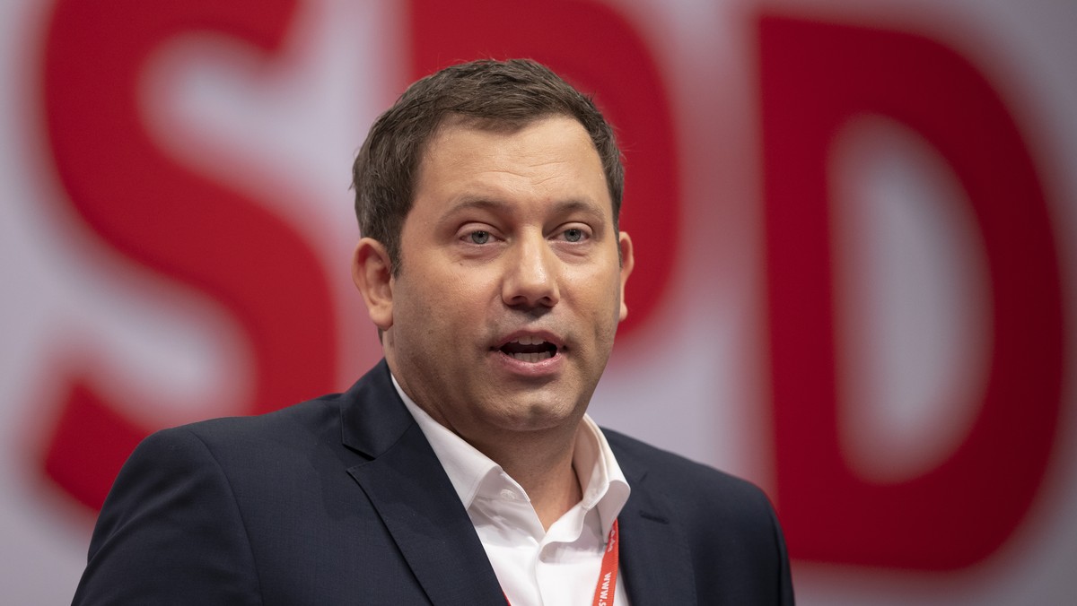 BERLIN, GERMANY - DECEMBER 06: Lars Klingbeil, secretary general of Germany's social democratic SPD party, speaks the SPD federal party congress on December 6, 2019 in Berlin, Germany. SPD member ...