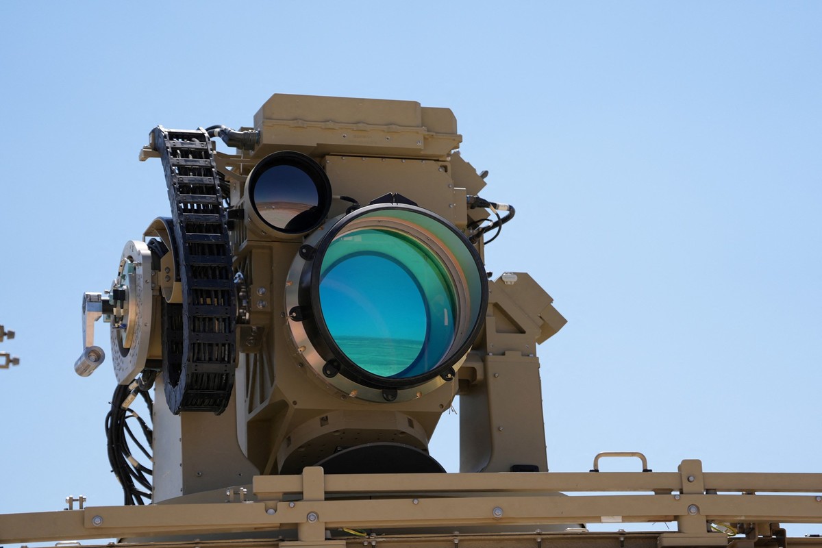 A detail of Iron Beam laser anti-missile interception system, developed by Israel, is seen in this handout image obtained by Reuters on September 17, 2025. Israel Defence Ministry/Handout via REUTERS  ...