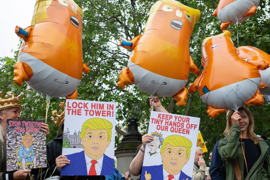 President Trump state visit to UK - Day Two Protesters in Trafalgar Square, London, on the second day of the state visit to the UK by US President Donald Trump. Photo credit should read: Katie Collins ...