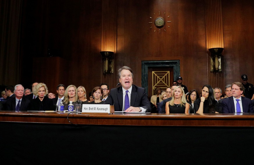 U.S. Supreme Court nominee Brett Kavanaugh testifies before a Senate Judiciary Committee confirmation hearing for Kavanaugh on Capitol Hill in Washington, U.S., September 27, 2018. REUTERS/Jim Bourg T ...