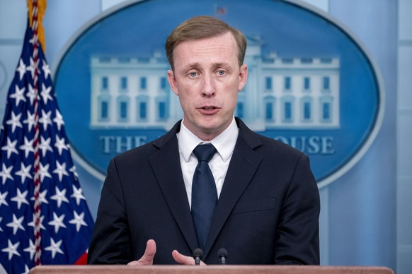 FILE - White House national security adviser Jake Sullivan speaks at a press briefing at the White House in Washington, April 24, 2023. Sullivan and senior Chinese foreign policy adviser Wang Yi held  ...