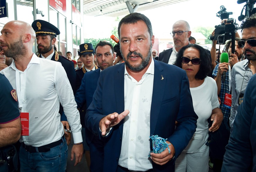 Db Milano 05/08/2019 - conferenza stampa Ferrovie dello Stato presentazione degli interventi potenziamento stazione dei Milano Rogoredo / foto Daniele Buffa/Image nella foto: Matteo Salvini PUBLICATIO ...