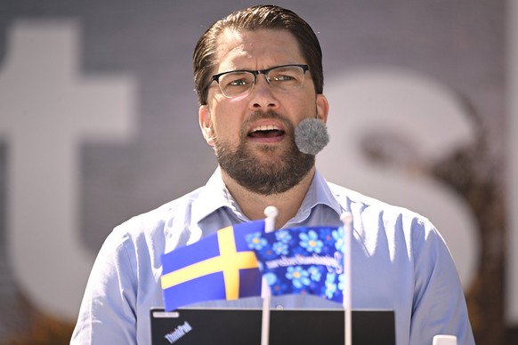 VISBY 20220706 Sverigedemokraternas partiledare Jimmie kesson SD talar under Almedalsveckan. Foto Henrik Montgomery / TT kod 10060 VISBY SVERIGE x10060x *** VISBY 20220706 Sweden Democrats party leade ...