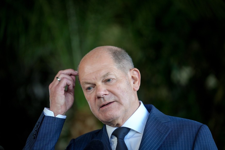 19.11.2024, Brasilien, Rio De Janeiro: Bundeskanzler Olaf Scholz (SPD) gibt zum Abschluss des G20-Gipfels eine Pressekonferenz. Foto: Kay Nietfeld/dpa +++ dpa-Bildfunk +++