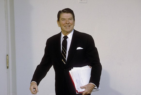 May 3, 2015 - Washington, District of Columbia, United States of America - Washington DC.1-30-1984.President Ronald Reagan talks with reporters in the rose garden..Credit: Washington United States of  ...