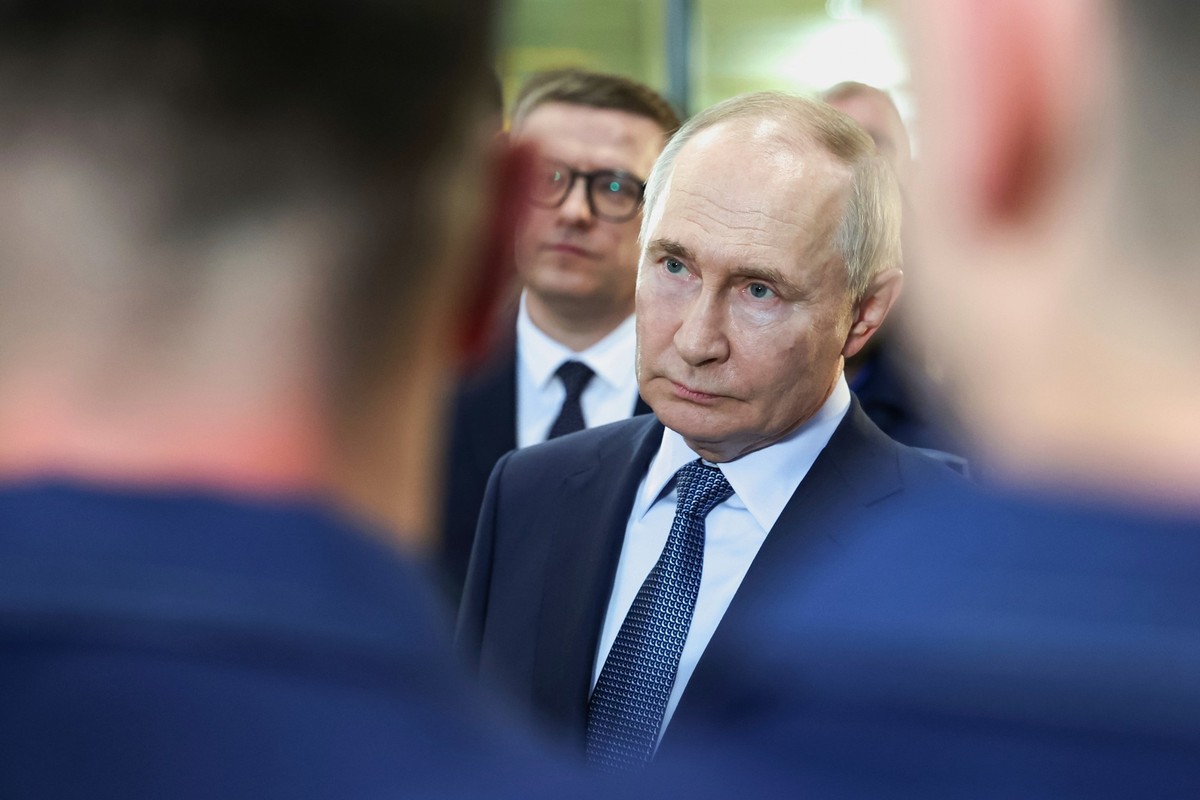 Russian President Vladimir Putin speaks with employees of the Magnitogorsk Iron and Steel Works company in Magnitogorsk, Russia, Wednesday, July 16, 2025. (Alexander Kazakov, Sputnik, Kremlin Pool Pho ...
