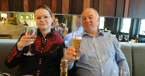 Sergey Skripal with his daughter Yulia pictured at restaurant they visited before being found poisoned. Photoxfromxsocialxnetworks PUBLICATIONxINxGERxSUIxAUTxHUNxONLY