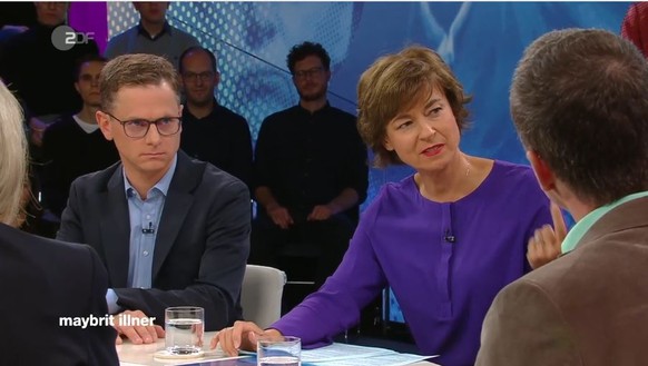 Der CDU-Politiker und Merz-Freund Linnemann am Donnerstagabend neben ZDF-Moderatorin Maybrit Illner.