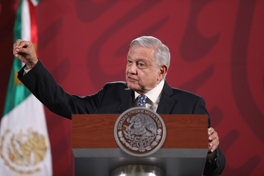 The President of Mexico Andres Manuel Lopez Obrador offers a morning press conference at the National Palace in Mexico City, Mexico, 23 April 2020. Lopez Obrador delayed this Thursday an agreement to  ...