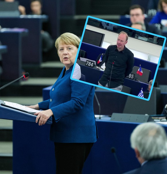 November 13, 2018 - Strasbourg, France - German Chancellor Angela Merkel during a debate on the futur of Europe during a plenary session at the European Parliament in Strasbourg, eastern France, Novem ...