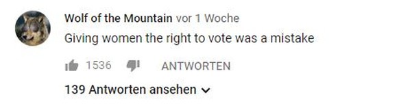 "Es war ein Fehler, Frauen das Wahlrecht zu geben."